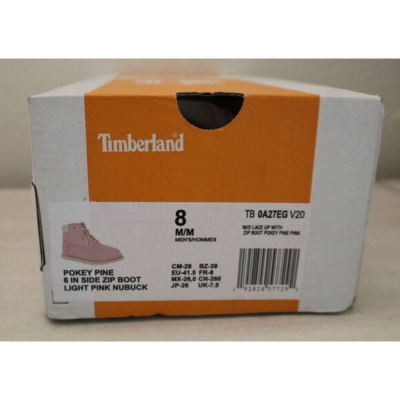 Timberland Toddler Girls' Sz 8M Light Pink Nubuck Pokey Pine 6" Side Zip Boots - Picture 14 of 14